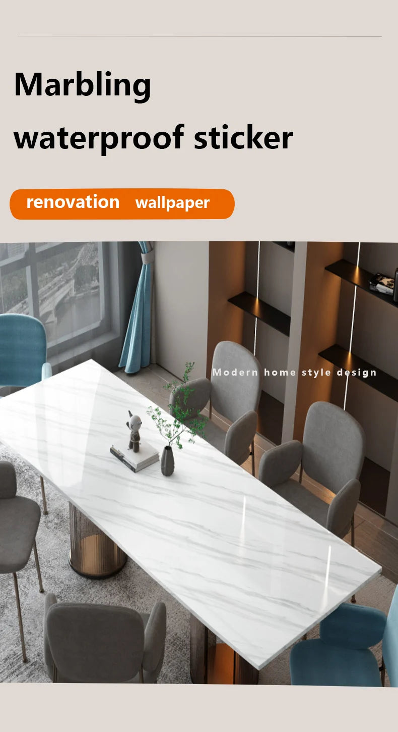 40cm Kitchen Self-adhesive Wall Adhesive Wallpaper Marble Pattern Pvc Home Decorations Oil-proof Water-proof Luxury Home Decor