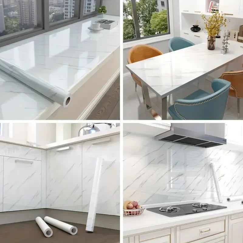 1 Roll Marble Self-adhesive Bathroom Jazz WhiteStickers Kitchen Wallpaper Adhesive Film Waterproof And Grease-proof Wall Sticker